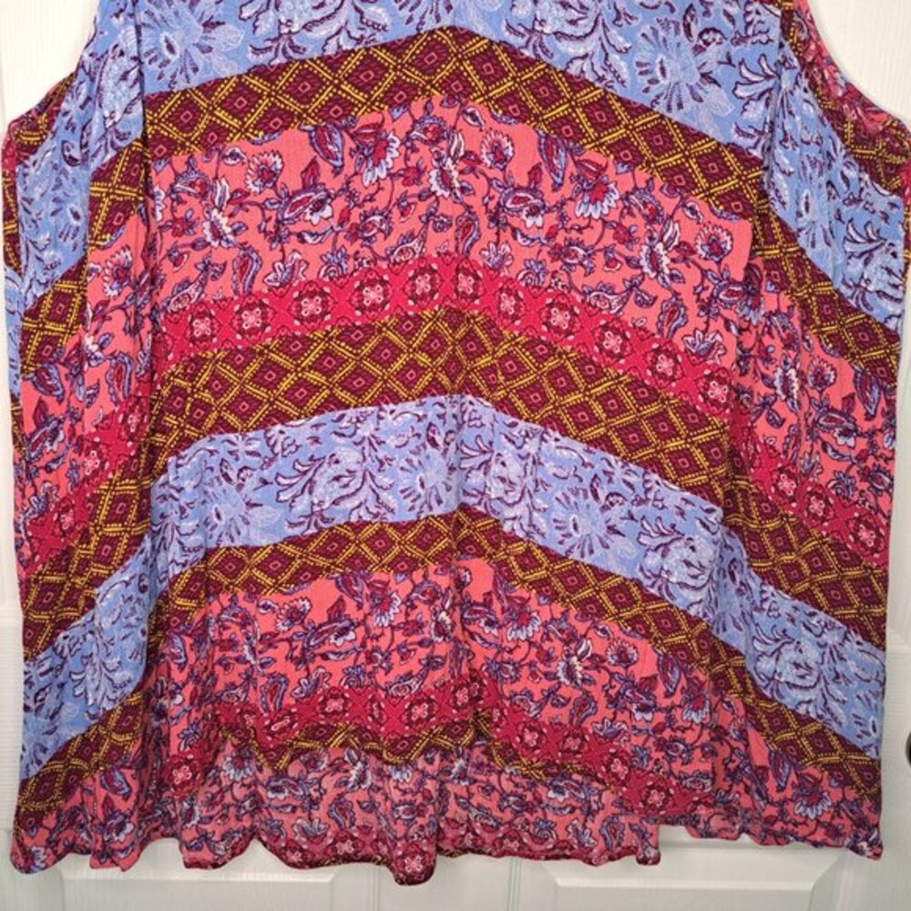 Lane Bryant Red Purple Floral Striped Patterned Tank Top Plus Size 28 - Picture 4 of 6